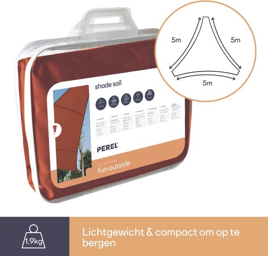 Perel Schaduwdoek - Polyester - UV-beschermend & Waterdicht - 5x5x5m - Terracotta