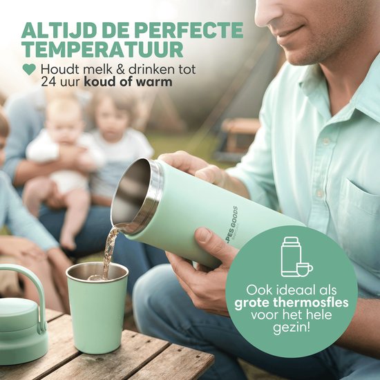 Vulpes Goods® BabyCare – Draagbare Melkkoeler – RVS Fles 750ml + 2x 300ml – Tot 24u Koeling – Lekvrij