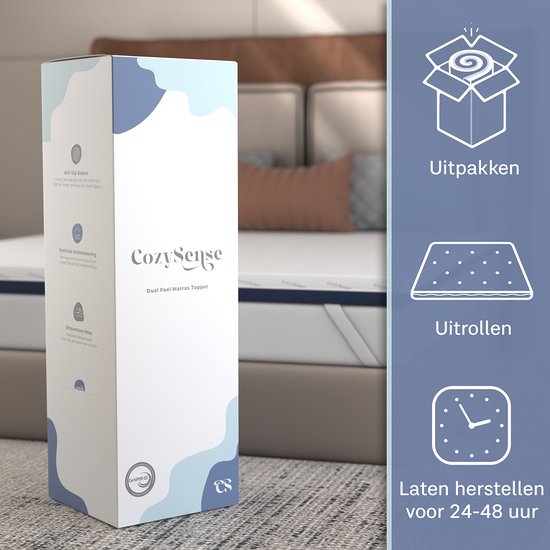 CozySense® DualFeel Topper Matras 180x200 - Matras Topper - Topmatras - Topdekmatras - Met Koele & Warme Kant - CertiPUR® - Zachte Hardheid - 7.5 cm - Wasbare Hoes