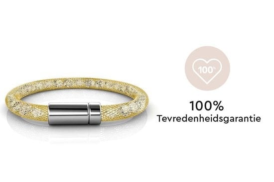 Yolora Dames Mesh Armband - Kalpa Camaka Kristallen - Goudkleurig - Vrouwen Armband Goud - Sieraden - Luxe Giftbox - Geschenkdoos - Cadeau doos - Exclusieve Geschenkverpakking - Mooie Cadeauverpakking - Moederdag Cadeautje