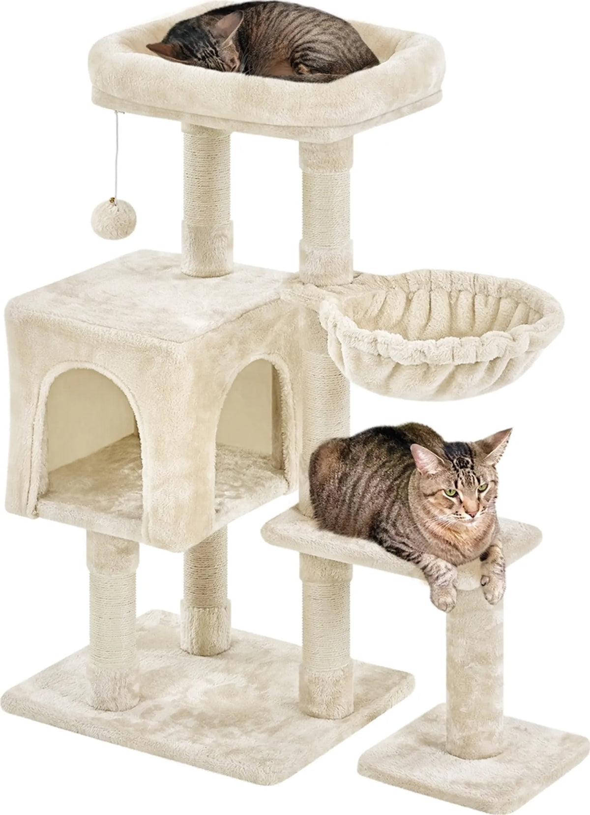 Yaheetech Krabpaal met Grot en Ligmuld - 96 cm hoog - 80,5 x 39,5 cm - Beige