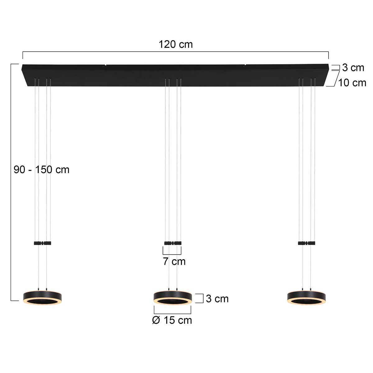 Steinhauer - hanglamp - Piola - zwart - acryl metaal - design lamp - LED - 3501ZW