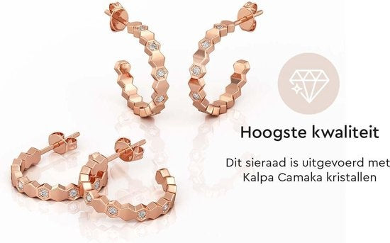 Yolora – Dames Oorbellen Oorringen – Diameter 20 mm & Kalpa Camaka Kristallen – Voorzien Van 18k Roségoud Plating En Luxe Giftbox – Voor Moederdag En Verjaardagen – Rosé 18k Roségoud Verguld