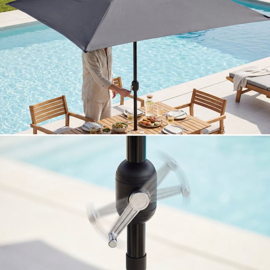 Tristar Stokparasol - Vierkant - 200x200cm - Balkon & Tuin - Kantelbaar - Incl. Beschermhoes - PA-7901 - Donkergrijs