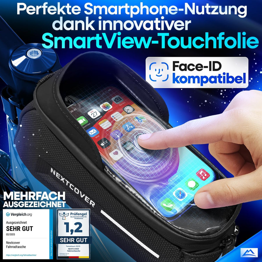 Nextcover Fietsframetas 24 x 10,5 x 15 cm - Handytas - Touchscreen - Waterdicht