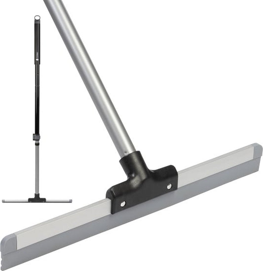 CLEANLY Vloertrekker met Steel Telescopisch 113-142 cm - Vloerwisser Badkamer met Rubberen Trekker - Watertrekker - Douchewisser - Breedte 43,5 cm - Zwart, Grijs