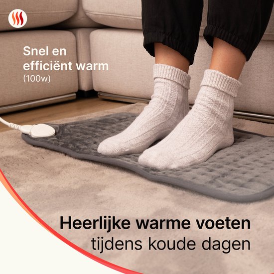 Seranova Elektrisch Warmtekussen voor Rug, Voeten, Nek, Schouders, Buik - Heating Pad - Verwarmingskussen - Wasmachine - 40x30cm - Donkergrijs