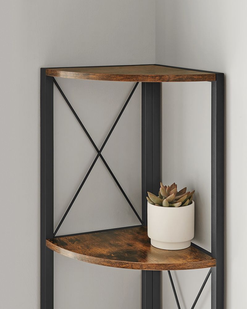 Vasagle Hoekplank met 5 Niveaus - Vintage Bruin/Zwart - 30 x 30 x 160 cm