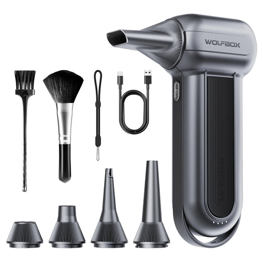 WOLFBOX MF100 Elektrische Luchtblazer - 150.000 RPM - Krachtige Draadloze Air Duster - Oplaadbaar - Zwart