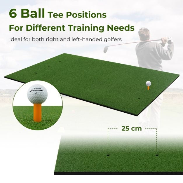 Coast Golf Tee Mat – Inclusief 2 Rubberen Tees & 2 Uitlijnstangen – 6 Tee Posities – 152 x 117 cm – Groen
