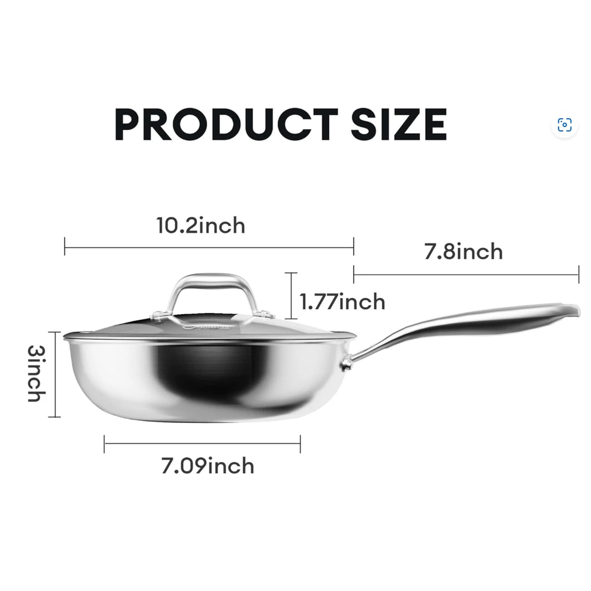 COOKER KING wokpan - 26 cm - 3-laags RVS - antiaanbaklaag