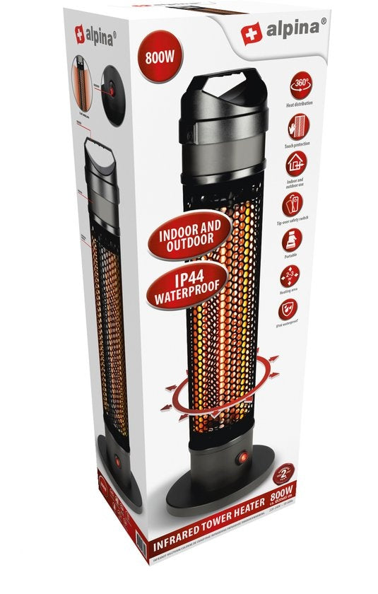 alpina Heater Terrasverwarmer - Infrarood Verwarming - IP44 Spatwaterdicht - 800W