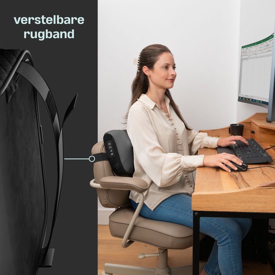 CozySense® Shiatsu Massagekussen - Elektrisch & Draadloos Massage Apparaat voor Nek en Rug - Warmtefunctie - Oplaadbaar - Ergonomisch - Zwart
