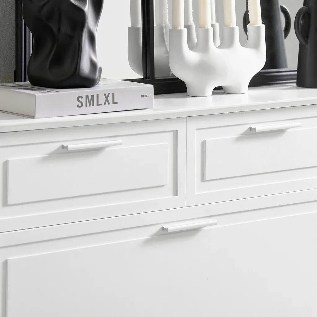 SoBuy Schoenenrek - Schoenen Opbergkast, Schoenencommode, met 2 Kleppen, 2 Lades, 1 Deur en 1 Open Compartiment- Max. 60kg - 102x96x24cm - Wit