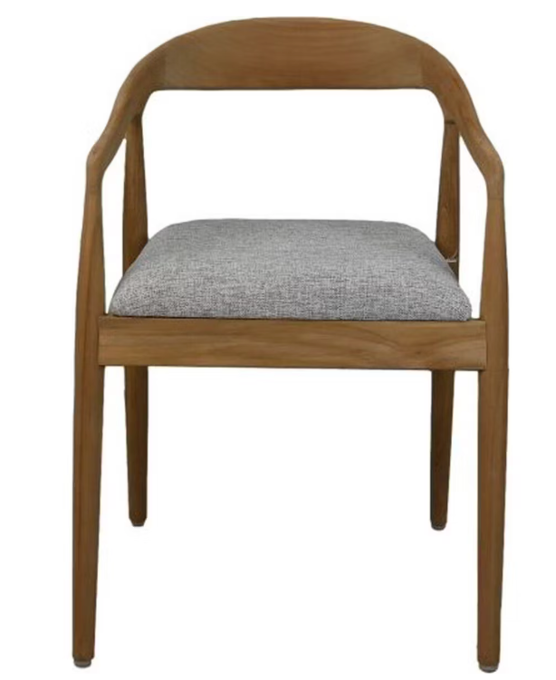 Hsm Collection Modena Eetkamerstoel - Teak en Grijs – Tijdloos Design – 55 × 41 × 78 cm