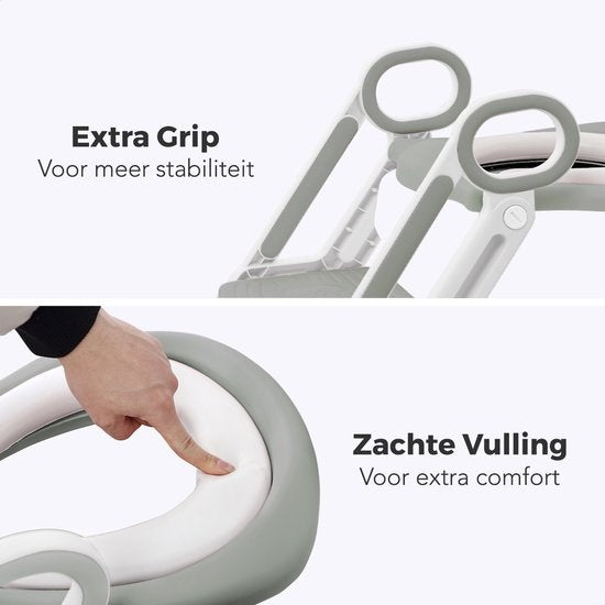 LifeGoods WC Verkleiner met Trapje - Toilettrainer met Opstapje - Potje peuter - 2 tot 7 Jaar - Grijs/Wit