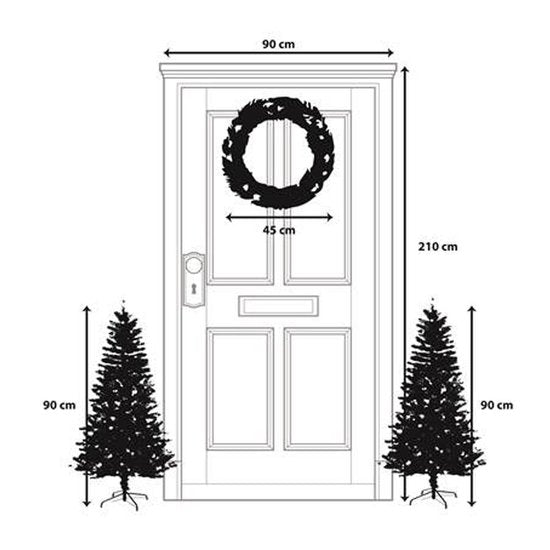 Black Box Trees Glendon - Set van 2 Kerstbomen en 1 Krans met LED Verlichting - Groen
