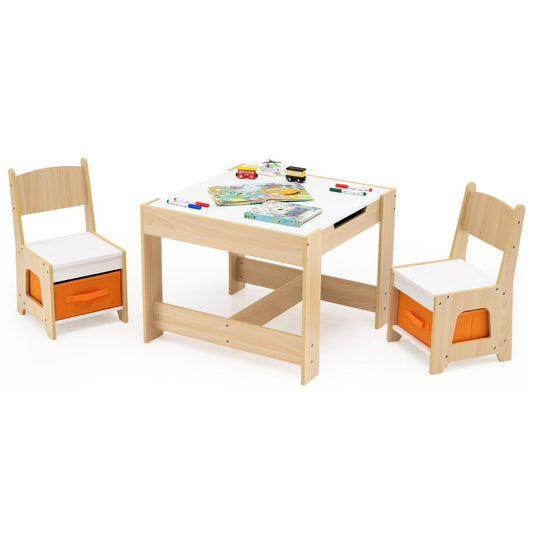 Coast Kindertafel en Stoelset - Houten activiteiten tafel - Dubbelzijdig blad - Naturel