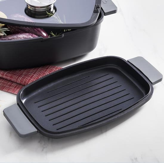 Bergner Infinity Chefs Grillplaat 42 X 22 Cm - Gegoten Aluminium - Soft-Touch Handvaten