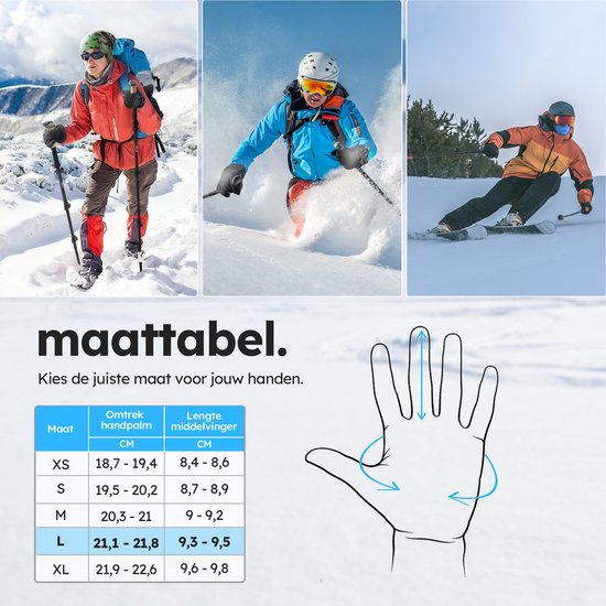 Saaf Light Verwarmde Handschoenen – Oplaadbaar – 3 Warmtestanden tot 68°C – Water- en Winddicht – Touchscreen Tip – Zwart – Maat L