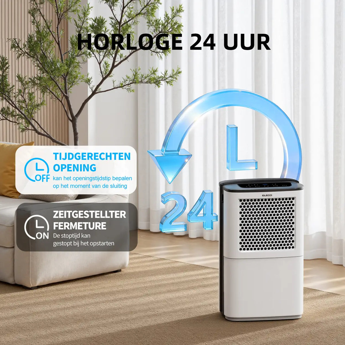 ELECCI luchtontvochtiger 12 l/dag - 3,8 l watertank - R290
