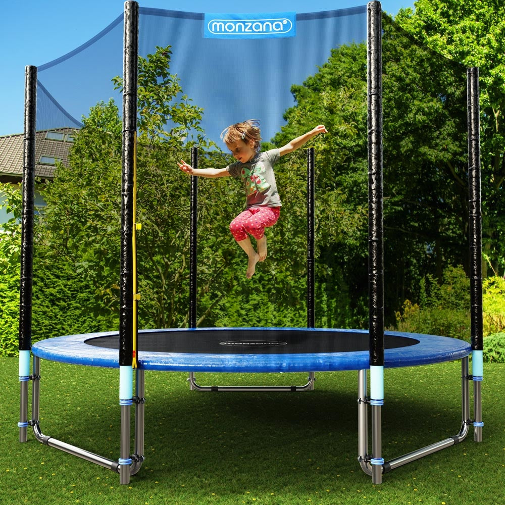 MONZANA Trampoline - 183cm Veiligheidsnet Ladder - Zwart Blauw