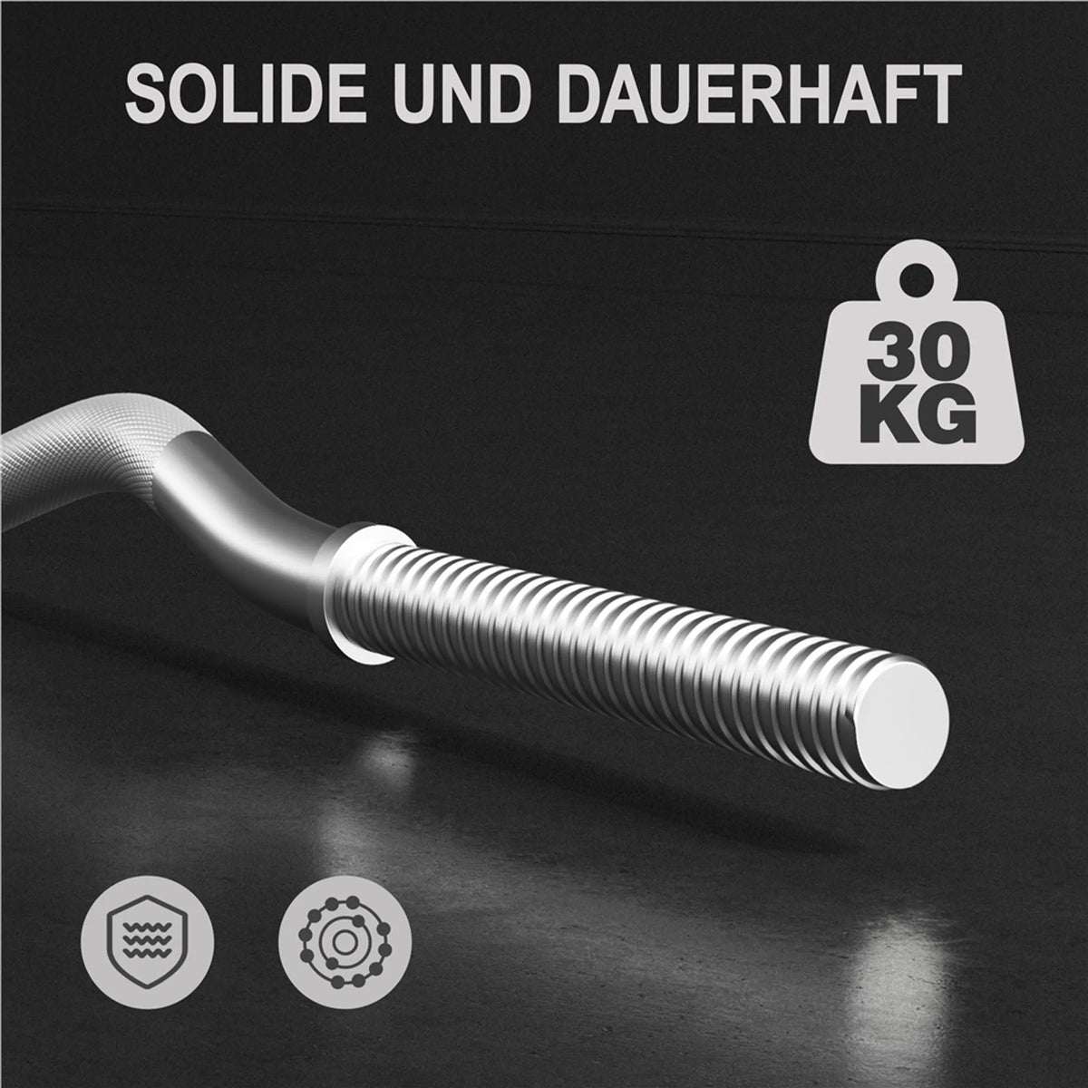 Yaheetech EZ-curl Halterset 30 kg – Voorzien Van Verchroomde Curlstang En 6 Beton-gewichtsschijven En Stersluitingen – Voor Krachttraining En Spieropbouw – Zwart Metaal Kunststof En Beton – 120 x 26 x 26 cm