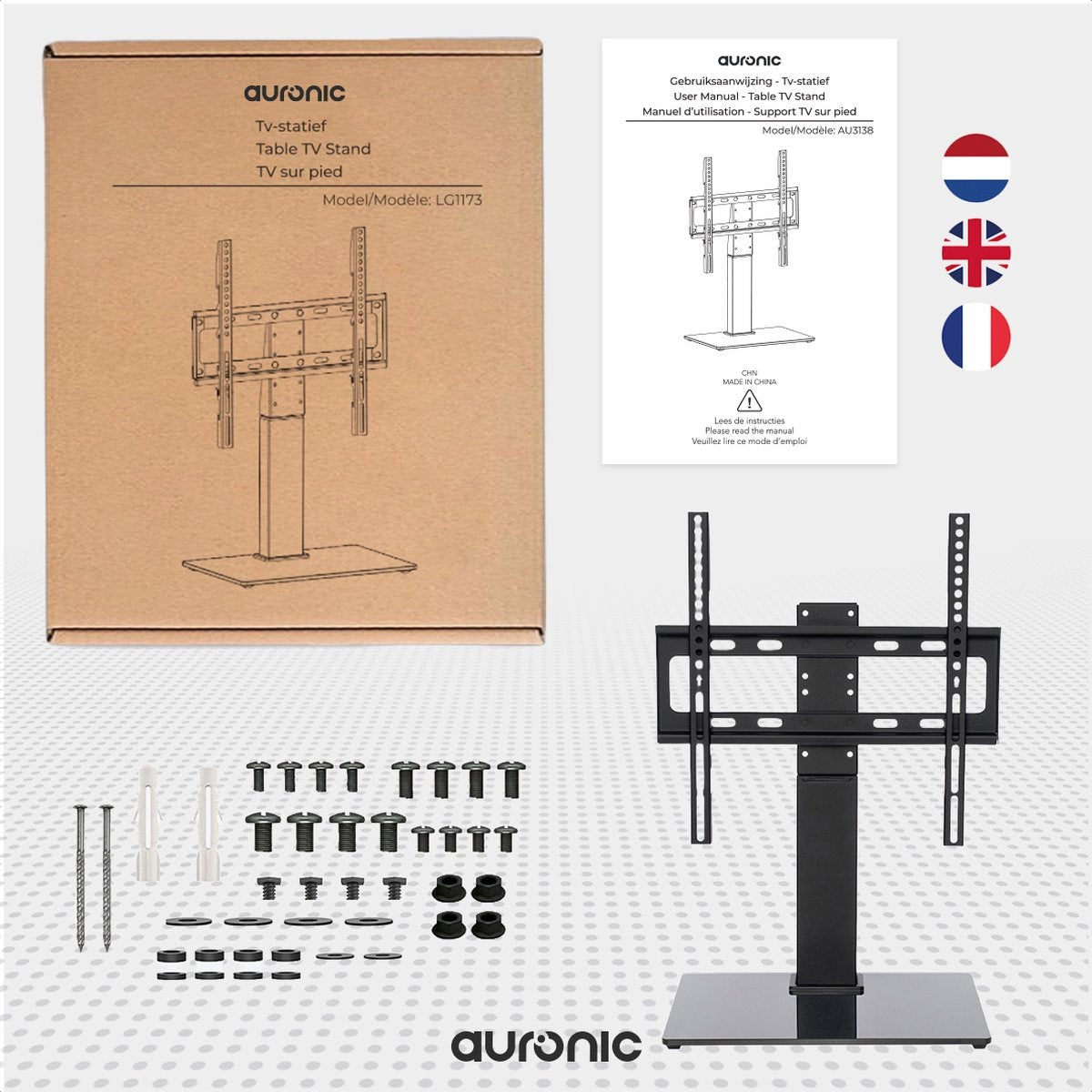 Auronic TV Standaard – Draaibaar – max. 40 kg –26 t/m 55 inch - 40 x 26 x 73,1 cm – Zwart