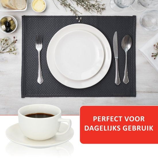 alpina Tafelservies - 40 Delig - Vaatwasser- en Magnetronbestendig - Aardwerk - Wit