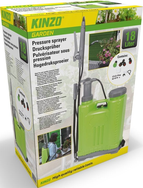Kinzo Garden Hogedruksproeier - 18 liter - ergonomisch ontwerp