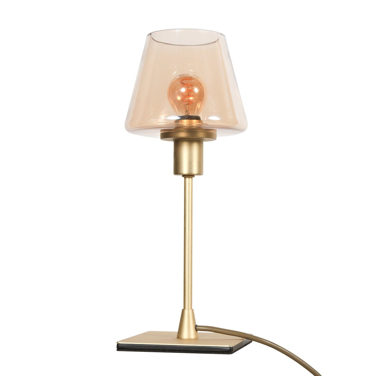 Tafellamp Ancilla 3102ME Klassiek Messing E14 Fitting Touch On/Off met Glas en Metaal voor Binnen - Steinhauer