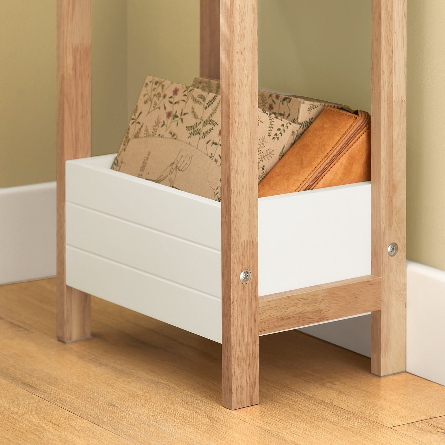 SoBuy Badkamerkastje met 3 Vakken - 28x74x20 cm - Hout/Wit