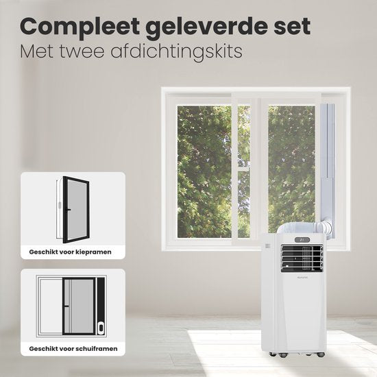 Auronic Mobiele Airco - 7.000 BTU - 3-in-1 - Airconditioning met 2 Raamafdichtingskits - Ventilator - Ontvochtiger - tot 20 m² koelen