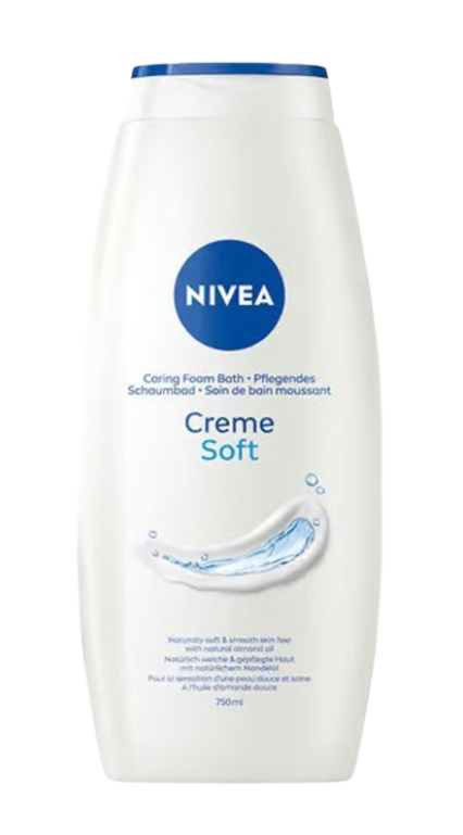 Nivea Creme Soft Badschuim 750 ml – Met Amandelolie, Vitamine C & E – Voor de Gevoelige Huid