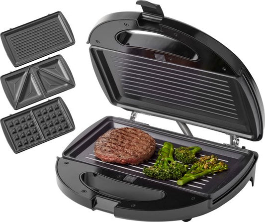 Tomado TGM2000B - Multigrill 3 in 1 - Inclusief tosti en wafelplaten - 750 watt - Zwart