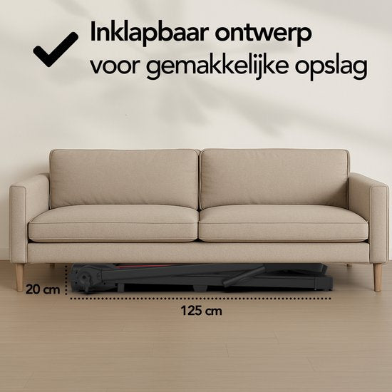 Brixy Loopband - Safety Lock - 1-14 km/u - Inklapbaar - 130 x 66 x 114 cm - Zwart