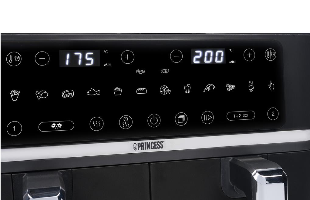 Princess 183050 Airfryer met Dubbele Mand - Zwart - 36,1 x 29 x 40 cm