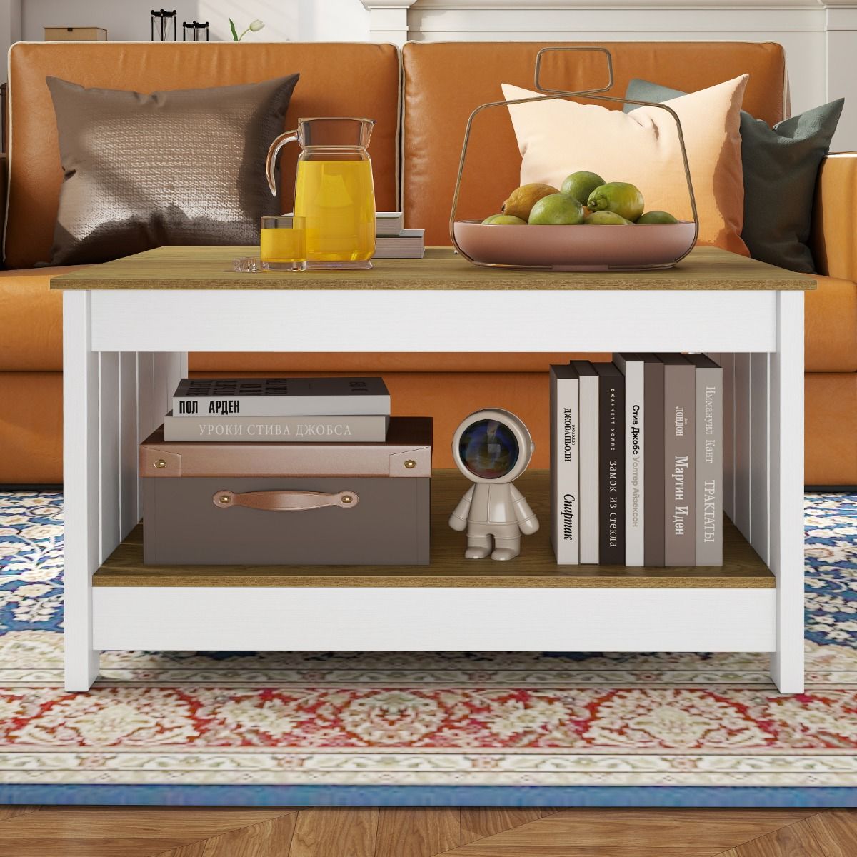 Coast Salontafel set van 2 - 2-laags - met opbergruimte - naturel & wit