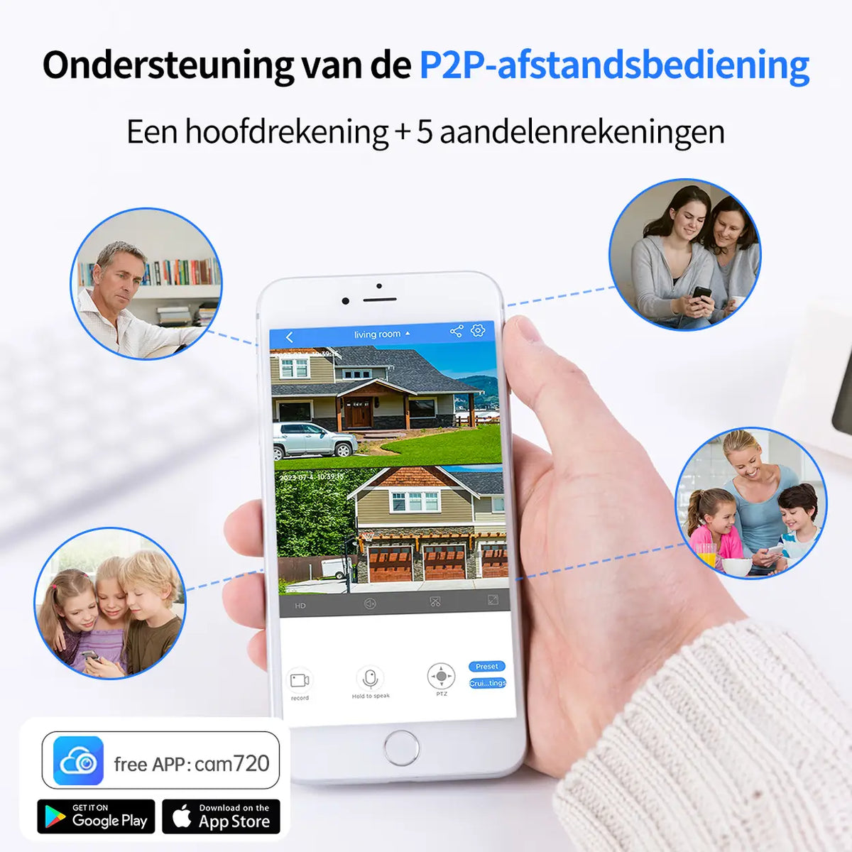 Jooan Beveiligingscamera Buiten 2K Drievoudige Lens - 10X Zoom - PTZired IP66 Waterproof Motion Alert,8-256G Card/Cloud Storage,Siren Alarm