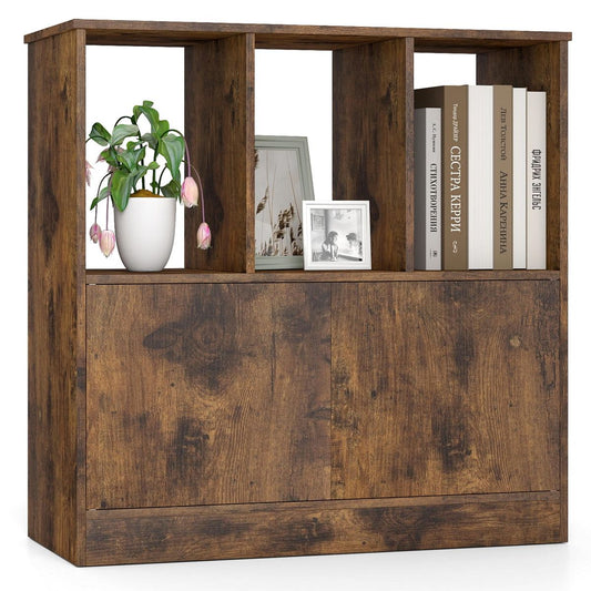 Coast Boekenkast met 3 open vakken en 2 deuren - modern design - bruin - 70 x 30 x 70 cm