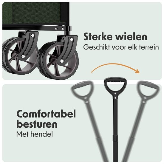 LifeGoods Bolderkar - XL - Opvouwbaar - 200L - 100KG Draagkracht - Groen
