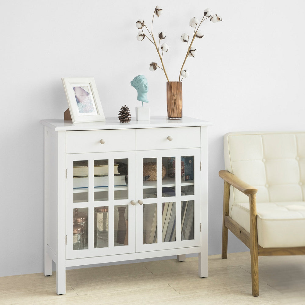 SoBuy FSB23-W Keukenkast met 2 Laden en 2 Deuren - Wit - 80x80x34 cm - Landelijk