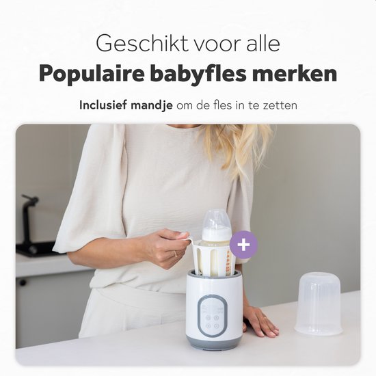 Qwali - Flessenwarmer & Sterilisator - 37°C - Wit Kunststof - Snel Opwarmen & Warmhoudfunctie - Inclusief Maatbeker