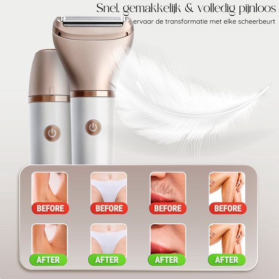 2-in-1 Ladyshave met Display - Gezicht - Oksels - Benen - Bikinilijn - Sansbeauté® - Scheerapparaat Vrouw - Gezichtsontharing Dames - Trimmer Vrouw - Ladyshaves Bikini - USB Oplaadbaar