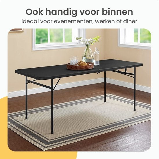 Goliving Inklapbare Tafel – Klaptafel – Campingtafel – Vouwtafel Buiten – Weerbestendig – 122 x 60 x 74 cm – Zwart