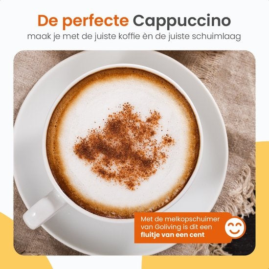 Goliving Melkopschuimer Elektrisch – 4-in-1 – Voor Opschuimen en Verwarmen – Non-stick coating – 240 ml – Zwart