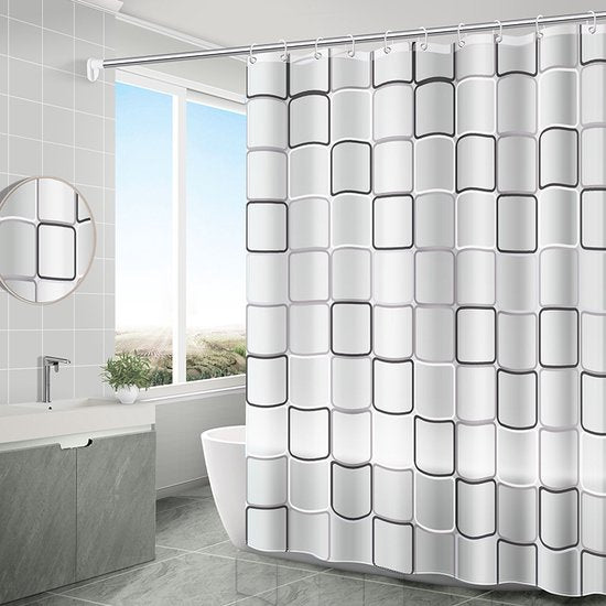 VAIVE Douchegordijn Anti Schimmel 180x200 cm – Douchegordijnen – Waterdicht - Inclusief ringen