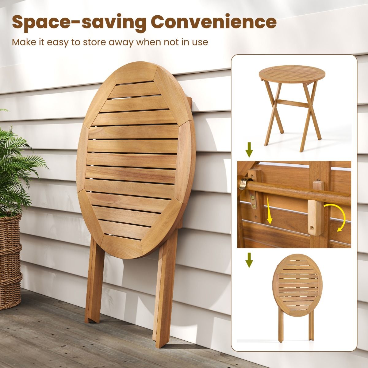 Coast ronde tuintafel - opvouwbaar - acaciahout - 67 cm - naturel