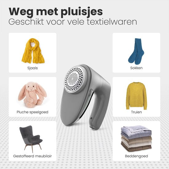 Auronic Elektrische Pluizenverwijderaar - Draadloze Ontpiller - Accuduur 60 minuten - Pluizentondeuse - 2 Extra Opzetstukken - Grijs