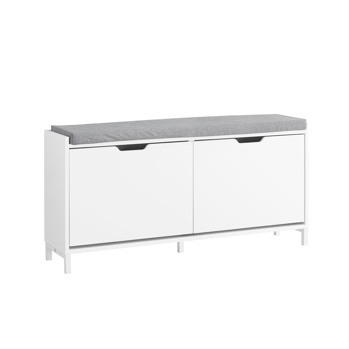 sobuy schoenenkast schoenenbank FSR151-L-W - 105 x 24 x 52 cm - wit met grijs kussen